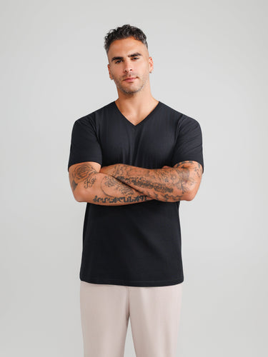 Black V-neck T-shirt